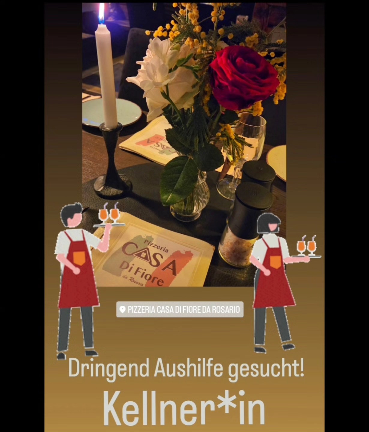 Wir suchen dringend Aushilfen für den Service.
Bei Interesse gerne melden. 😊
Tel.: 09103 7009035
Mail: casadifiore.rosario@gmail.com
Der Beitrag darf gerne geteilt werden. 🫶🏻